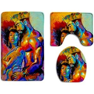 Crown me king 3 piece bath mat set Black Art